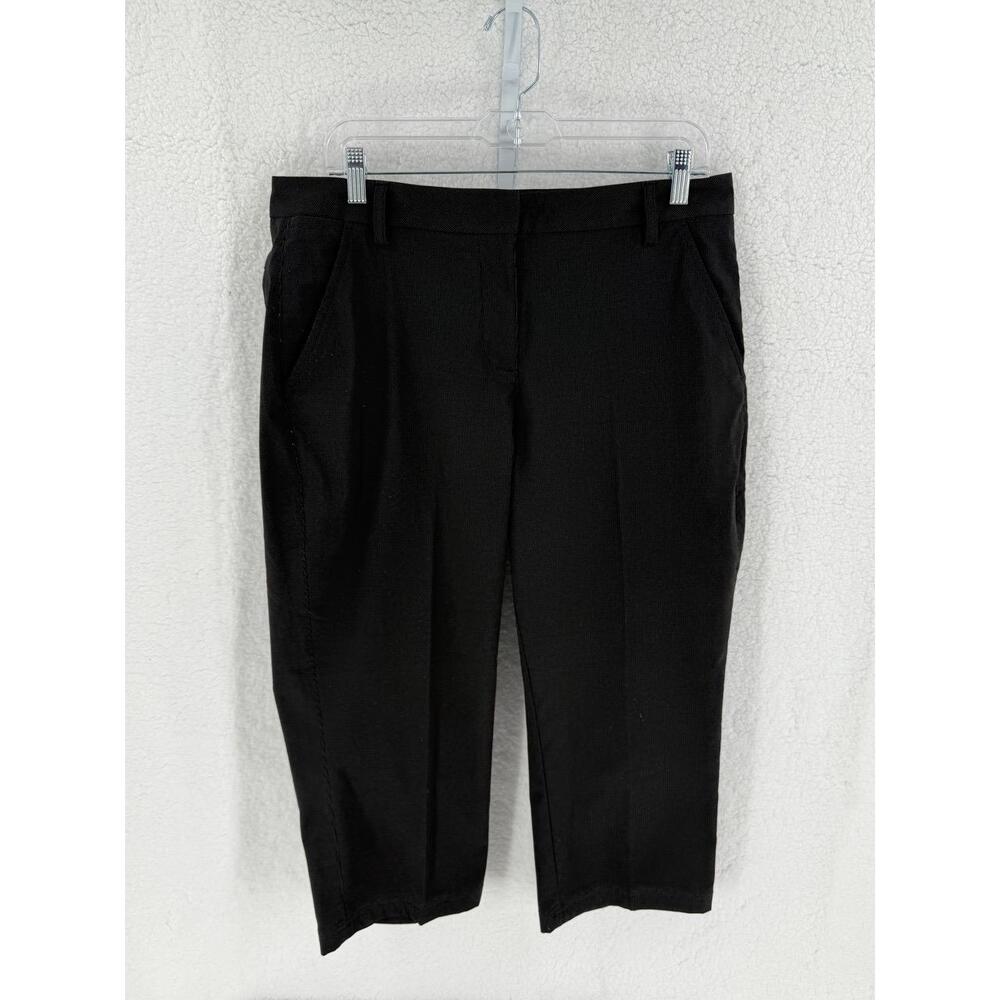 Puma Black Puma Side Pockets Button Closure Belt Capri Pants Womens Size 10